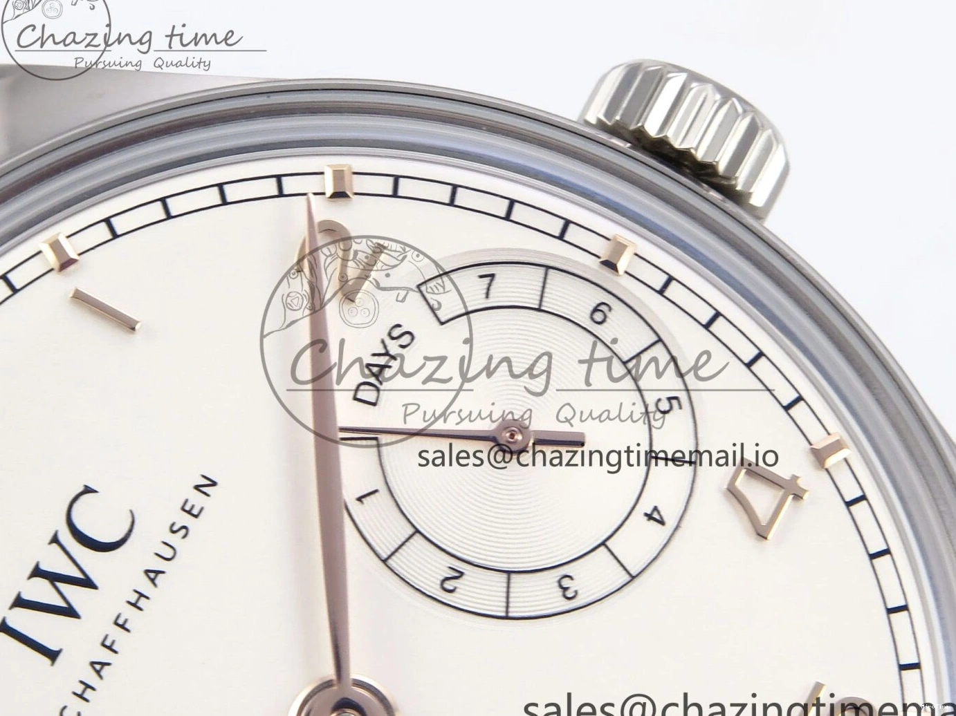 MIROTIME 0214 OnTrend Portugieser Automatic 42mm SS APSF 1:1 Best Edition White RG Dial on Black Leather Strap A 7010